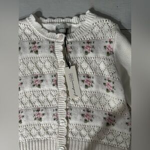 Chic White and Pink Floral Cardigan